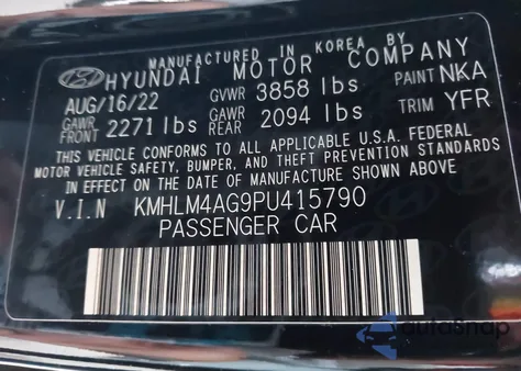 2023 Hyundai Elantra Sel z USA, uszkodzony, nr VIN KMHLM4AG9PU415790